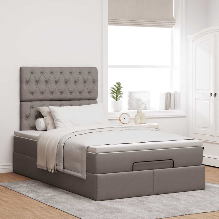 osmannisk sengeramme med madras 120x190 cm stof gråbrun