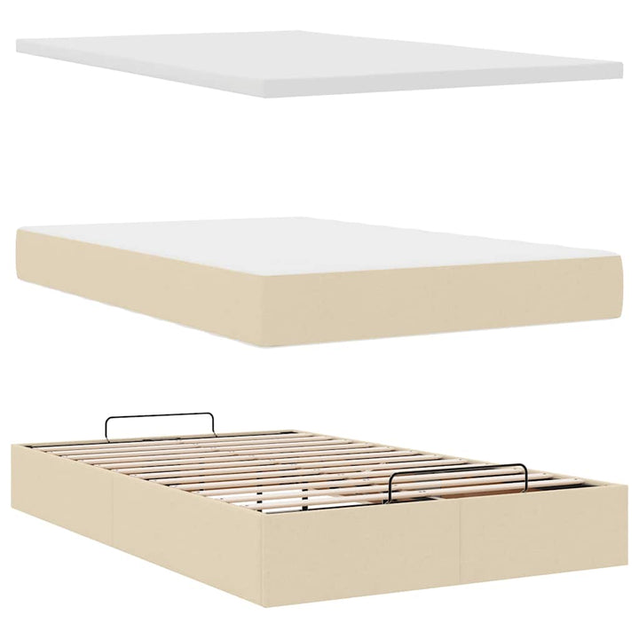 osmannisk sengeramme med madras 120x190 cm stof cremefarvet