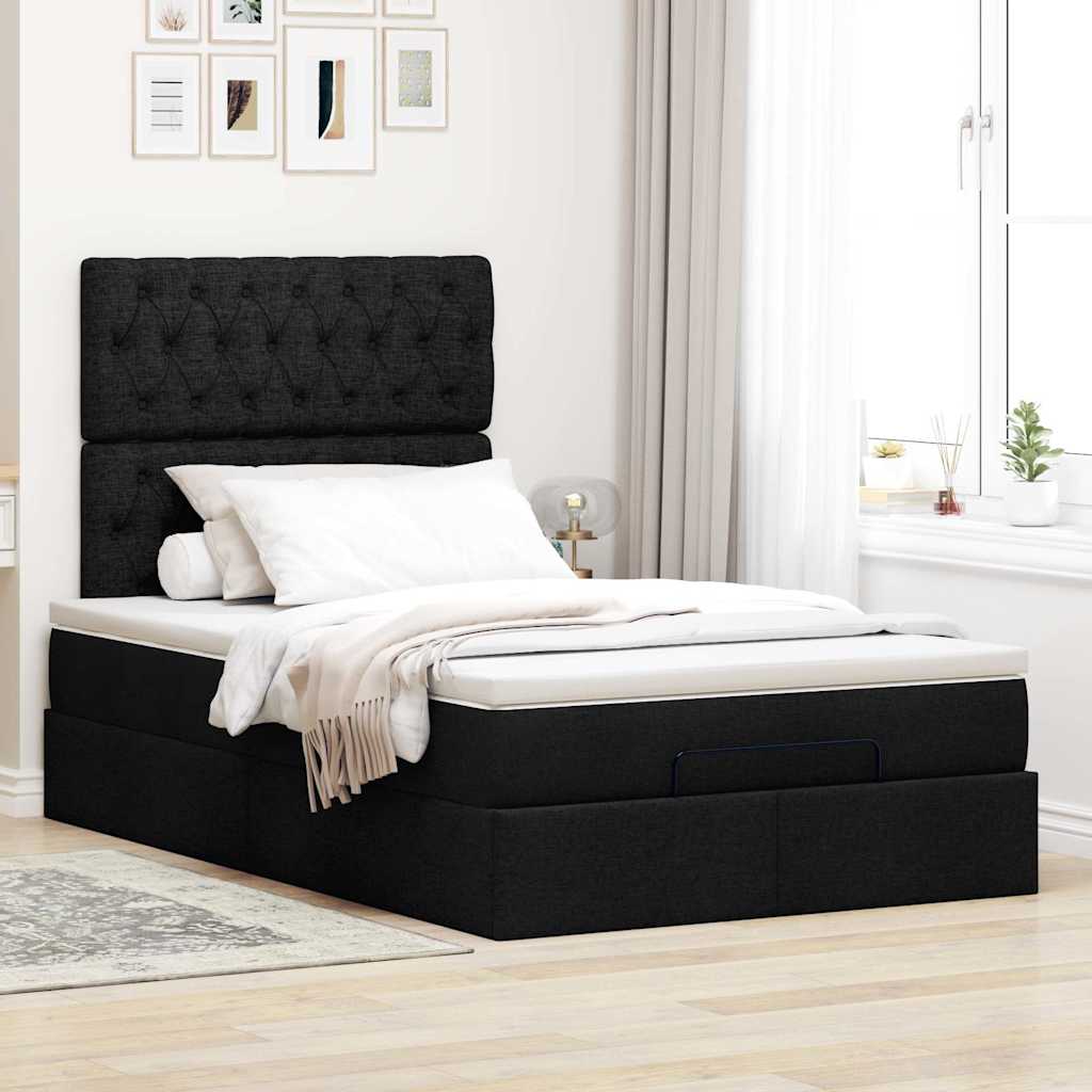 osmannisk sengeramme med madras 120x200 cm stof sort