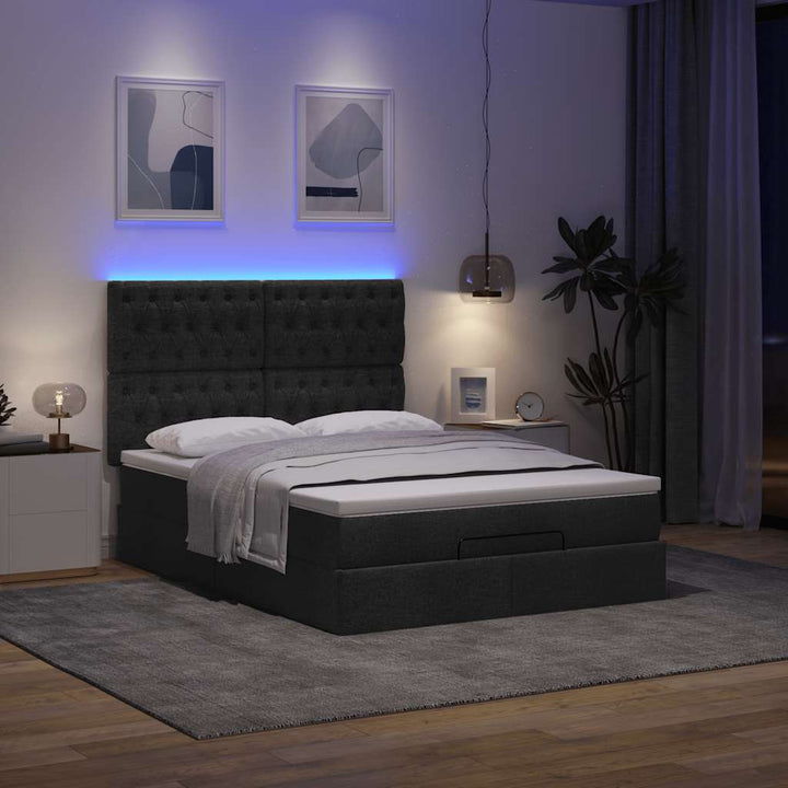 osmannisk sengeramme med madras 140x190 cm stof sort