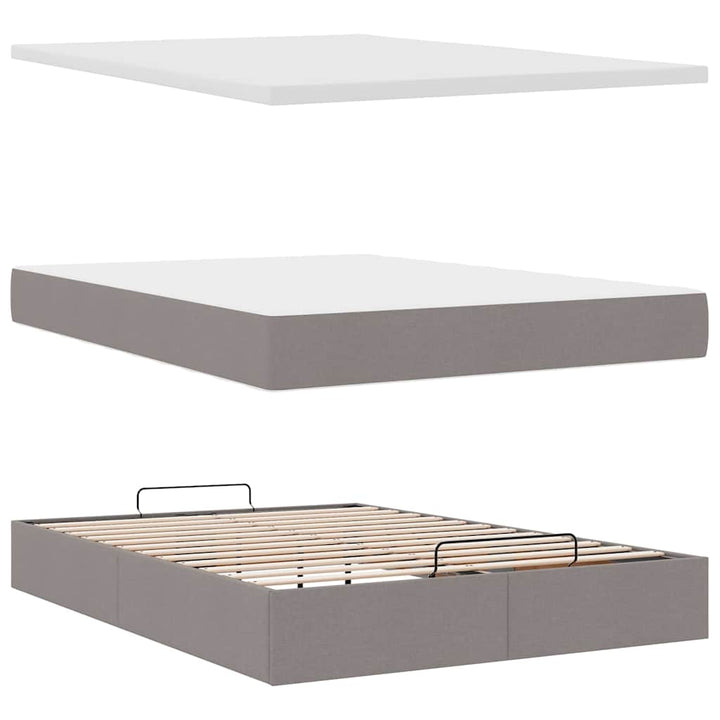 osmannisk sengeramme med madras 140x190 cm stof gråbrun