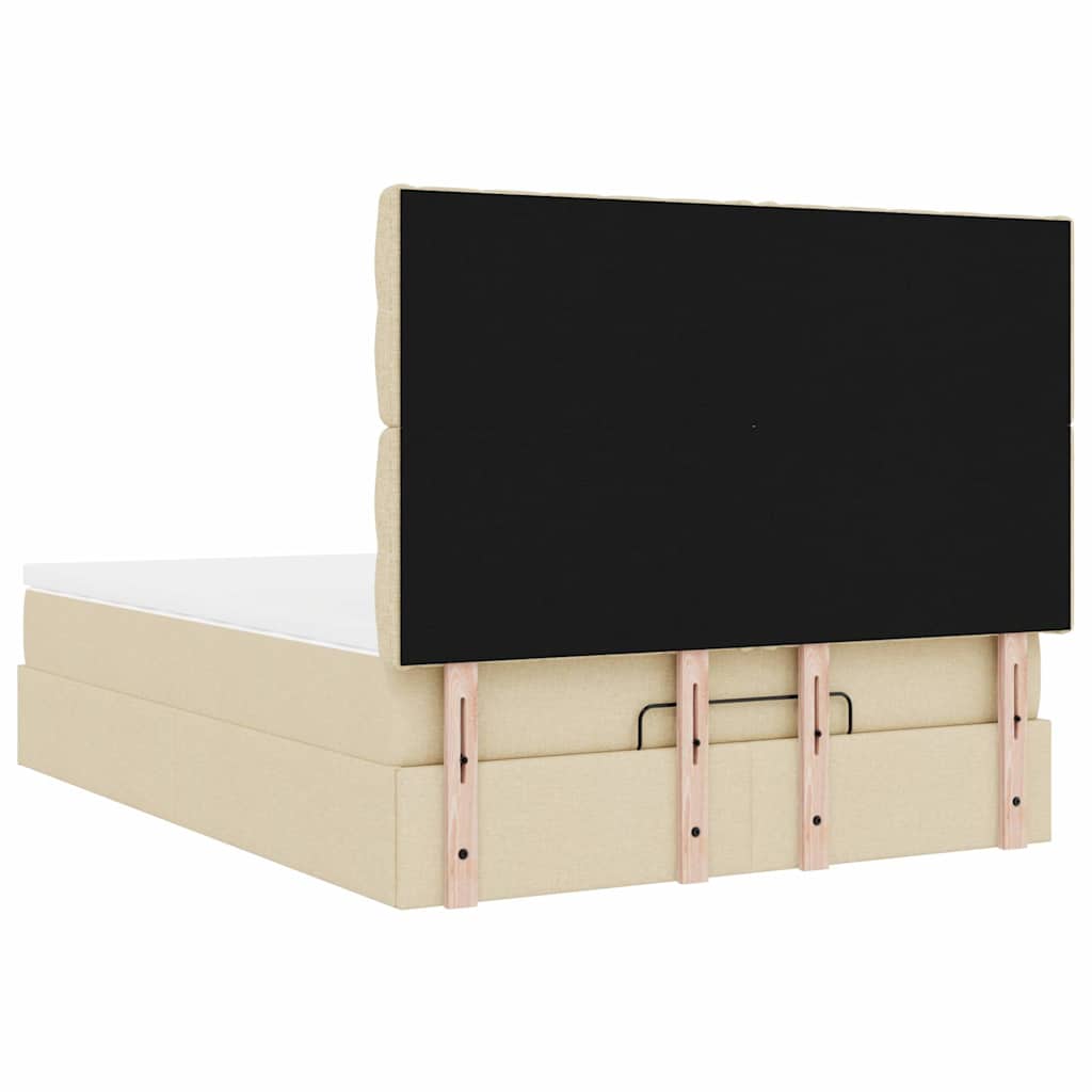 osmannisk sengeramme med madras 140x190 cm stof cremefarvet