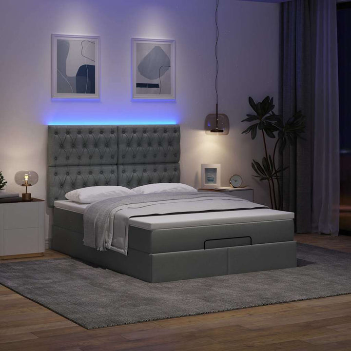 osmannisk sengeramme med madras 140x200 cm stof mørkegrå