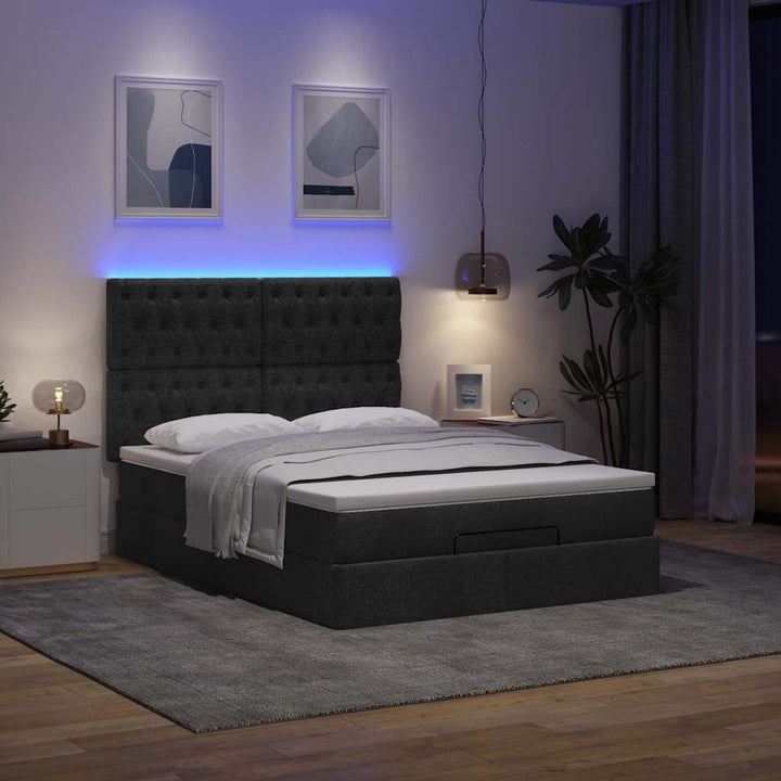 osmannisk sengeramme med madras 140x200 cm stof sort