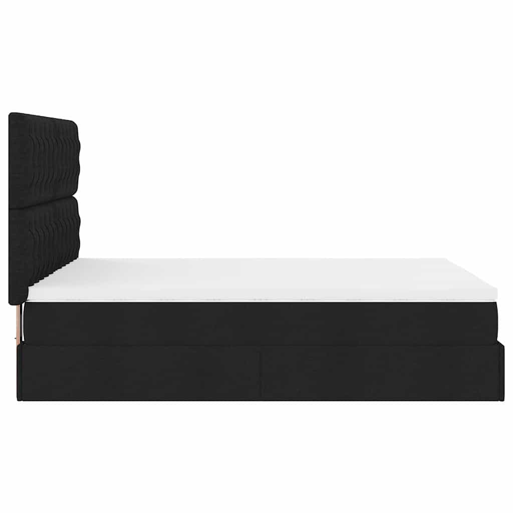 osmannisk sengeramme med madras 140x200 cm stof sort