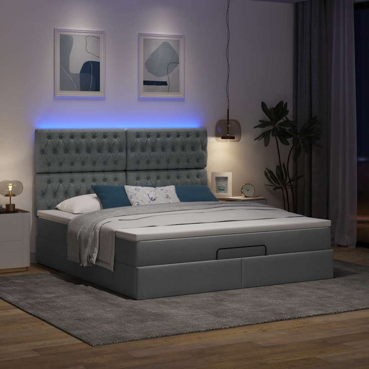osmannisk sengeramme med madras 160x200 cm stof mørkegrå