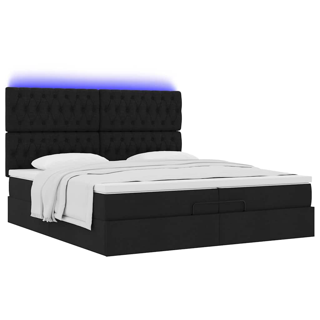 osmannisk sengeramme med madrasser 200x200 cm stof sort