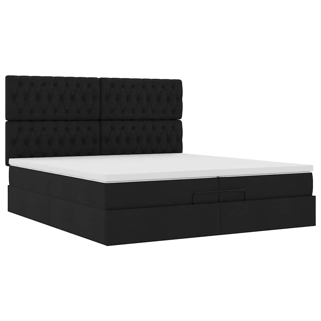 osmannisk sengeramme med madrasser 200x200 cm stof sort