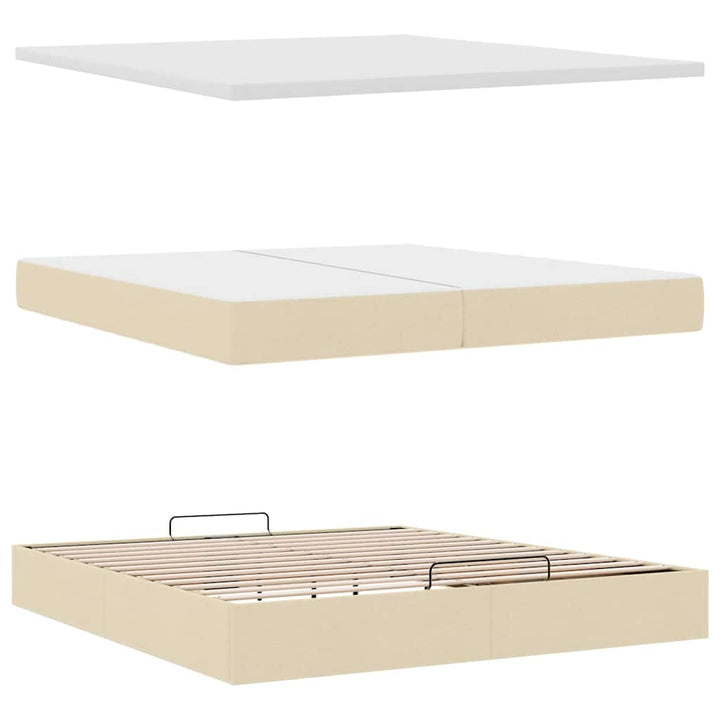 osmannisk sengeramme med madrasser 200x200 cm stof cremefarvet