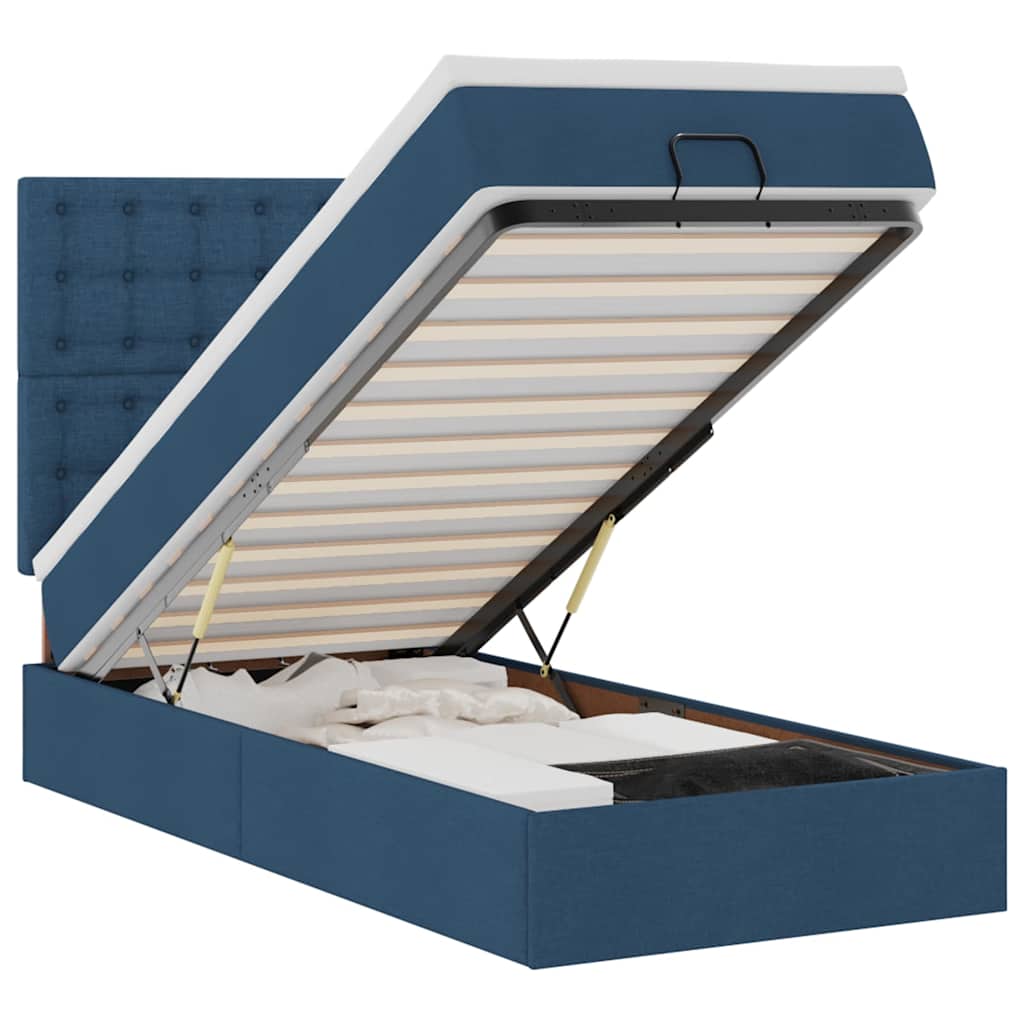 osmannisk sengeramme med madras 80x200 cm stof blå