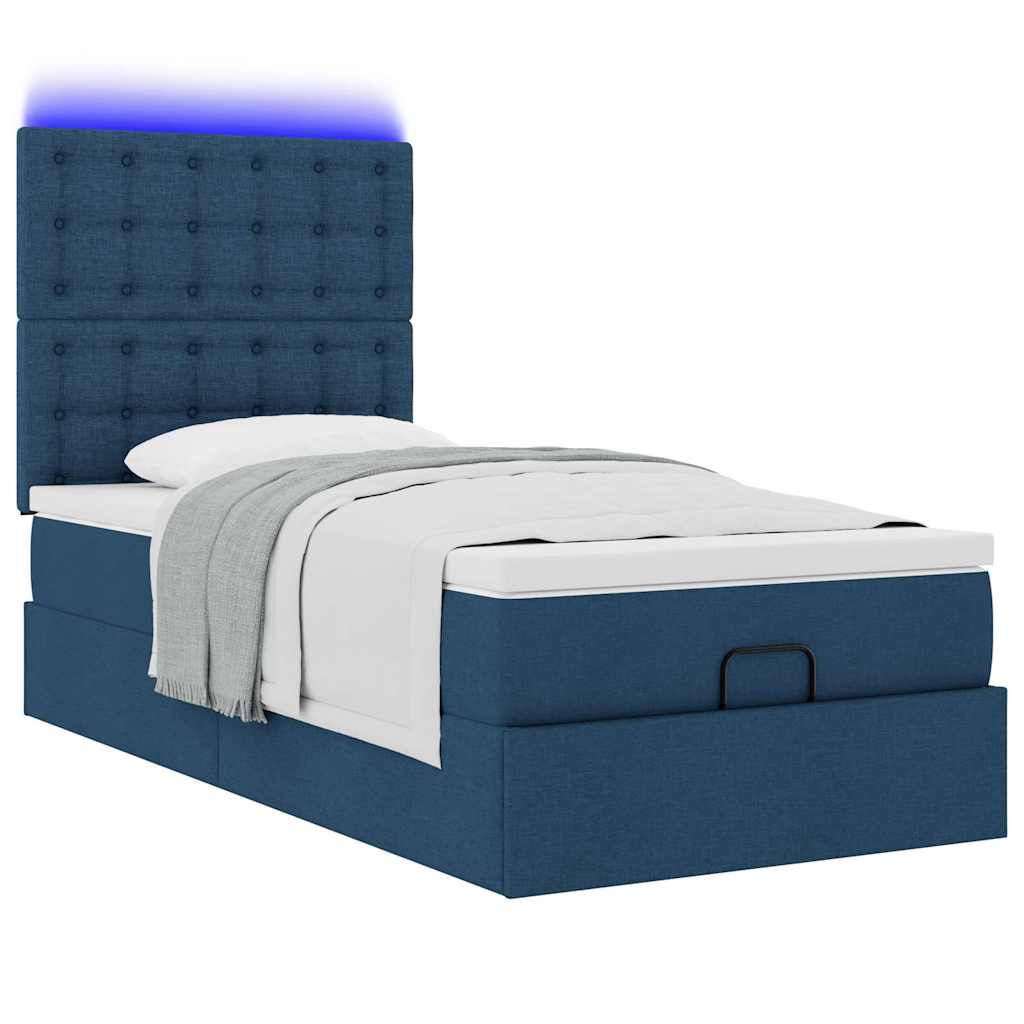osmannisk sengeramme med madras 90x190 cm stof blå