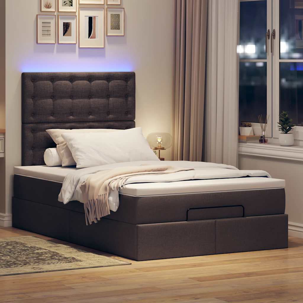 osmannisk sengeramme med madras 120x190 cm stof mørkebrun