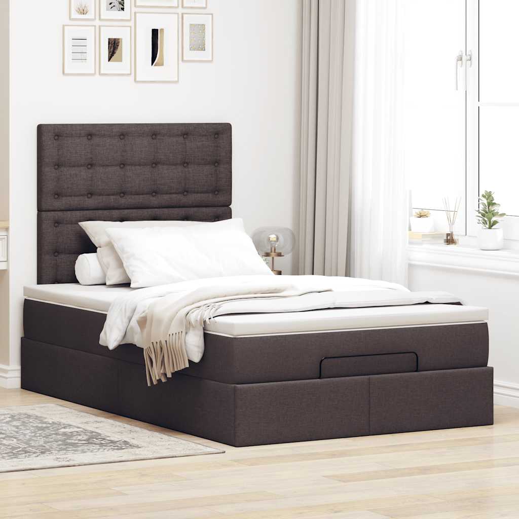 osmannisk sengeramme med madras 120x190 cm stof mørkebrun