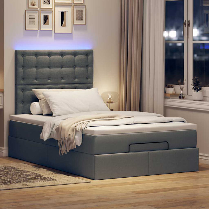 osmannisk sengeramme med madras 120x200 cm stof mørkegrå