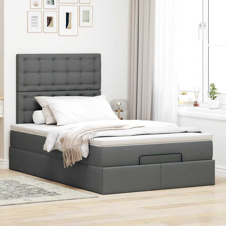 osmannisk sengeramme med madras 120x200 cm stof mørkegrå