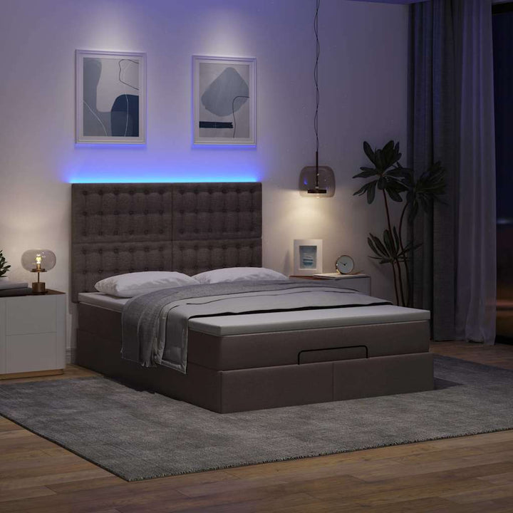 osmannisk sengeramme med madras 140x190 cm stof mørkebrun