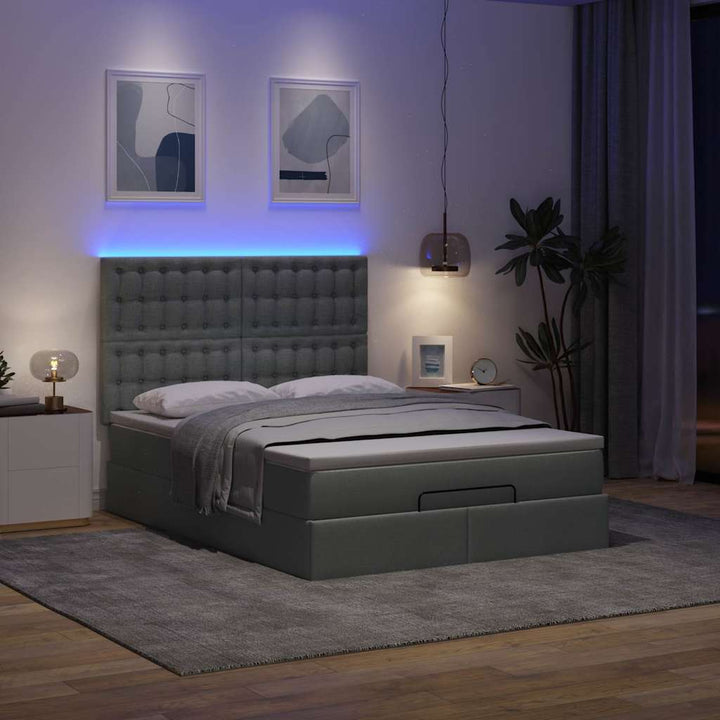 osmannisk sengeramme med madras 140x200 cm stof mørkegrå