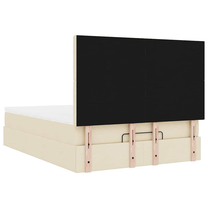 osmannisk sengeramme med madras 140x200 cm stof cremefarvet