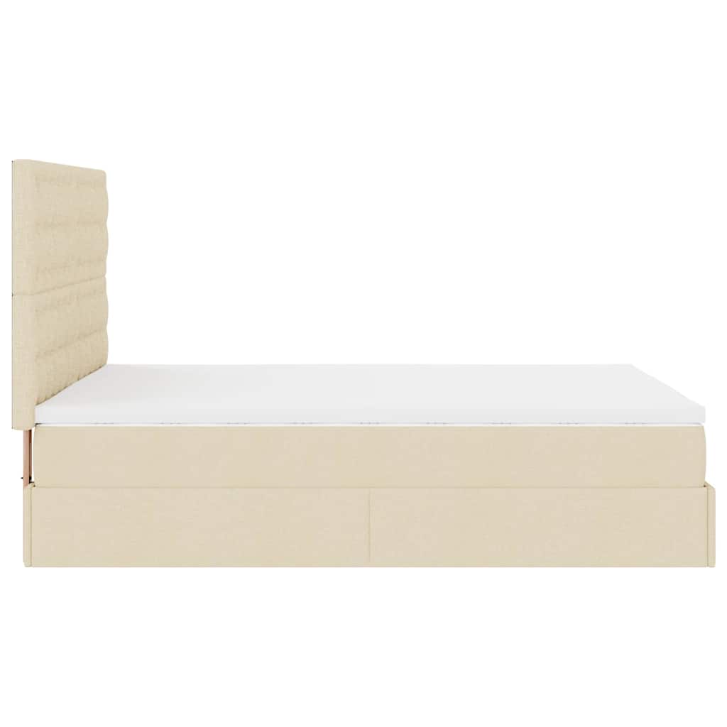 osmannisk sengeramme med madras 140x200 cm stof cremefarvet