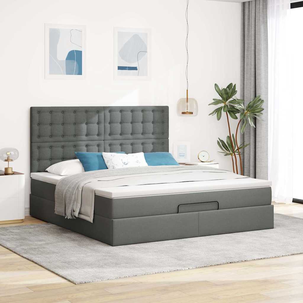 osmannisk sengeramme med madras 160x200 cm stof mørkegrå
