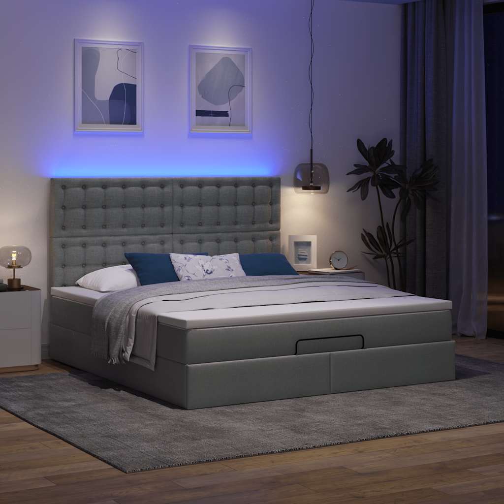 osmannisk sengeramme med madras 180x200 cm stof mørkegrå