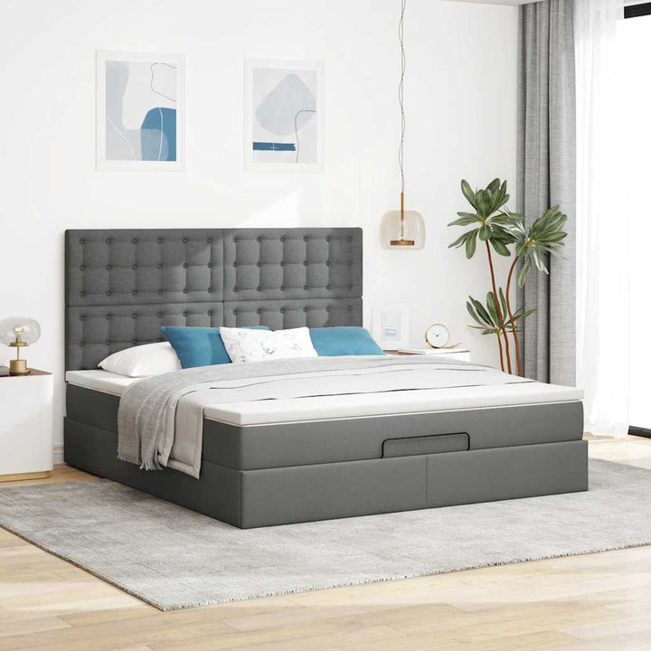 osmannisk sengeramme med madras 180x200 cm stof mørkegrå