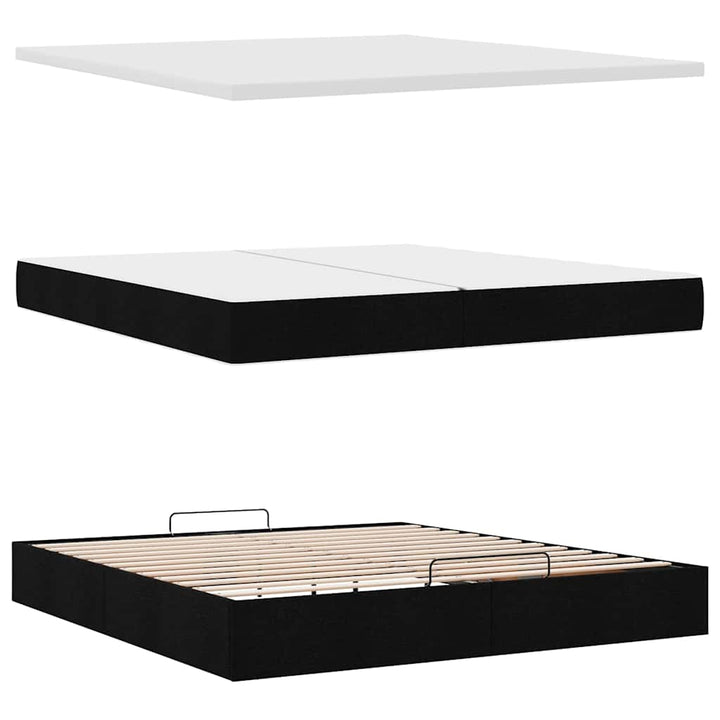 osmannisk sengeramme med madrasser 200x200 cm stof sort