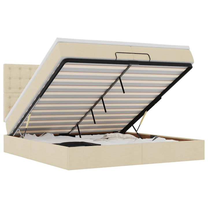 osmannisk sengeramme med madrasser 200x200 cm stof cremefarvet