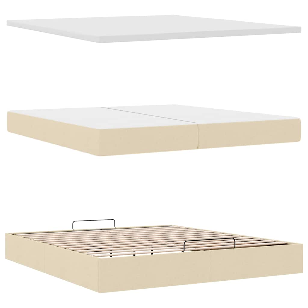osmannisk sengeramme med madrasser 200x200 cm stof cremefarvet