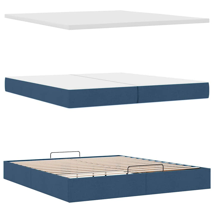 osmannisk sengeramme med madrasser 200x200 cm stof blå