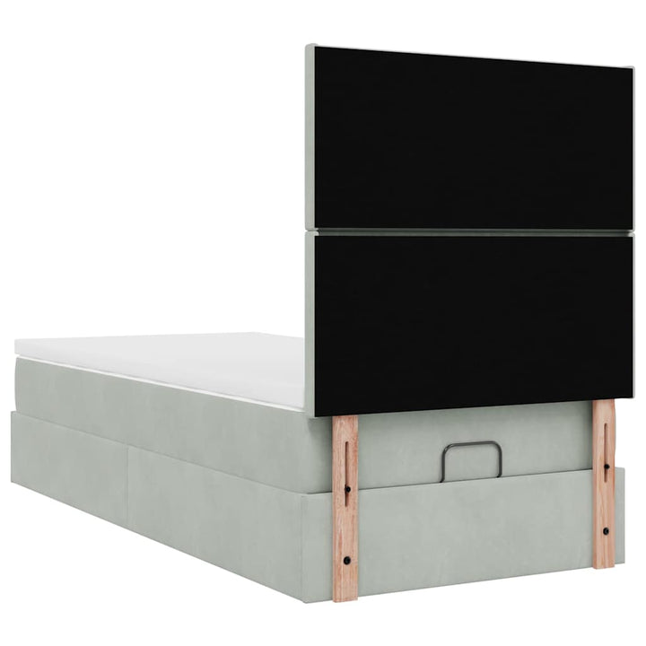 osmannisk sengeramme med madrasser 100x200 cm fløjl lysegrå