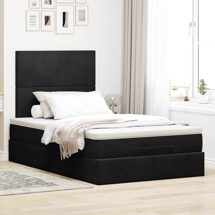 osmannisk sengeramme med madrasser 120x200 cm fløjl sort