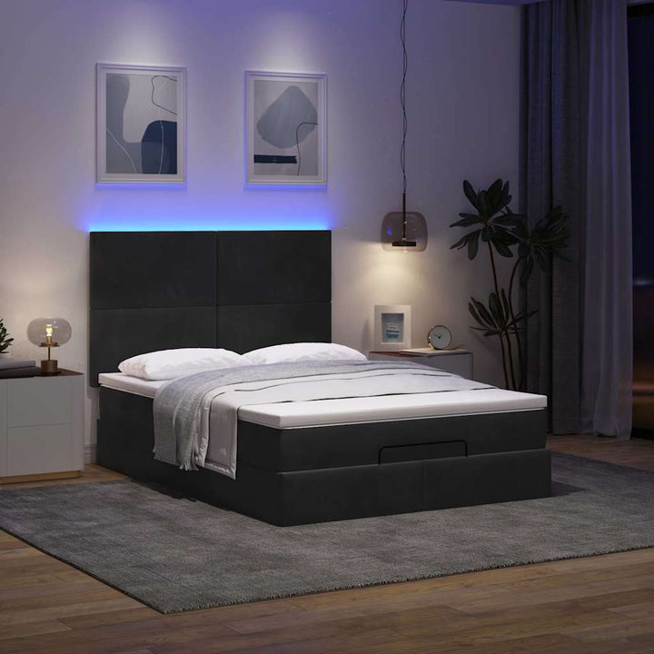 osmannisk sengeramme med madrasser 140x190 cm fløjl sort