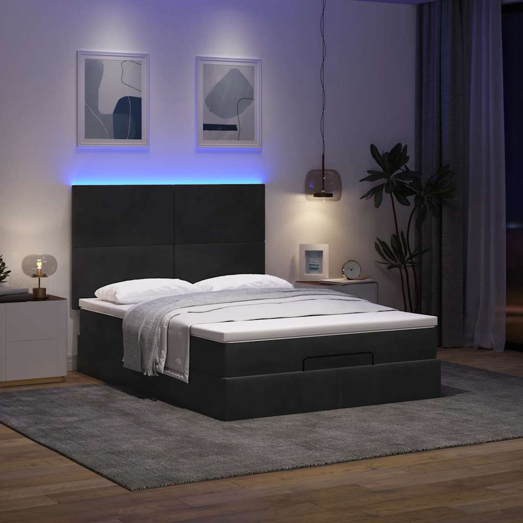 osmannisk sengeramme med madrasser 140x200 cm fløjl sort