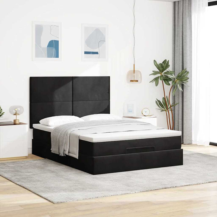 osmannisk sengeramme med madrasser 140x200 cm fløjl sort