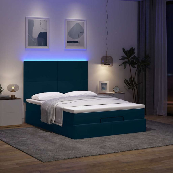 osmannisk sengeramme med madrasser 140x200 cm fløjl mørkeblå