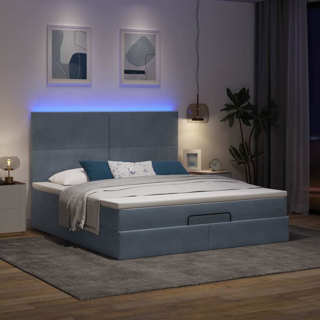 osmannisk sengeramme med madrasser 160x200 cm fløjl mørkegrå