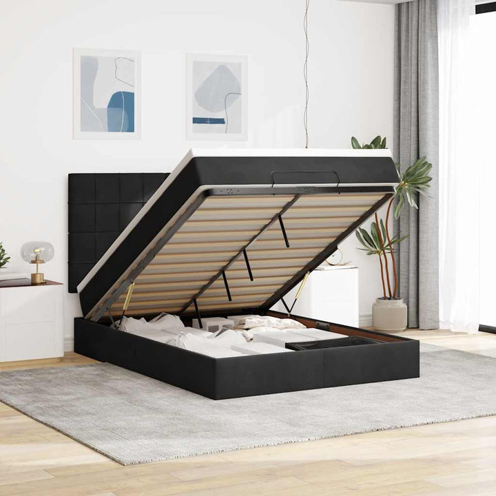osmannisk sengeramme med madrasser 140x190 cm fløjl sort