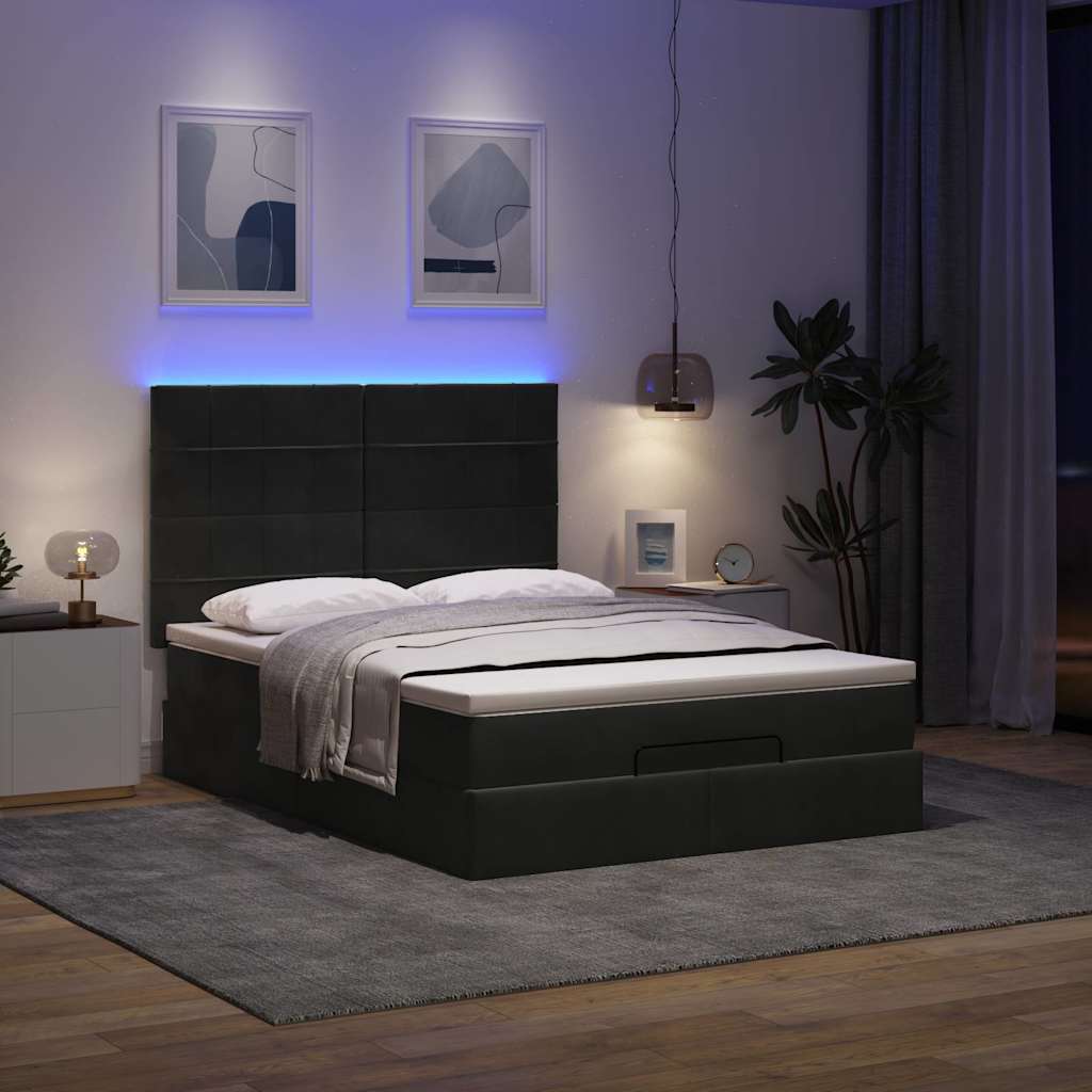 osmannisk sengeramme med madrasser 140x200 cm fløjl sort