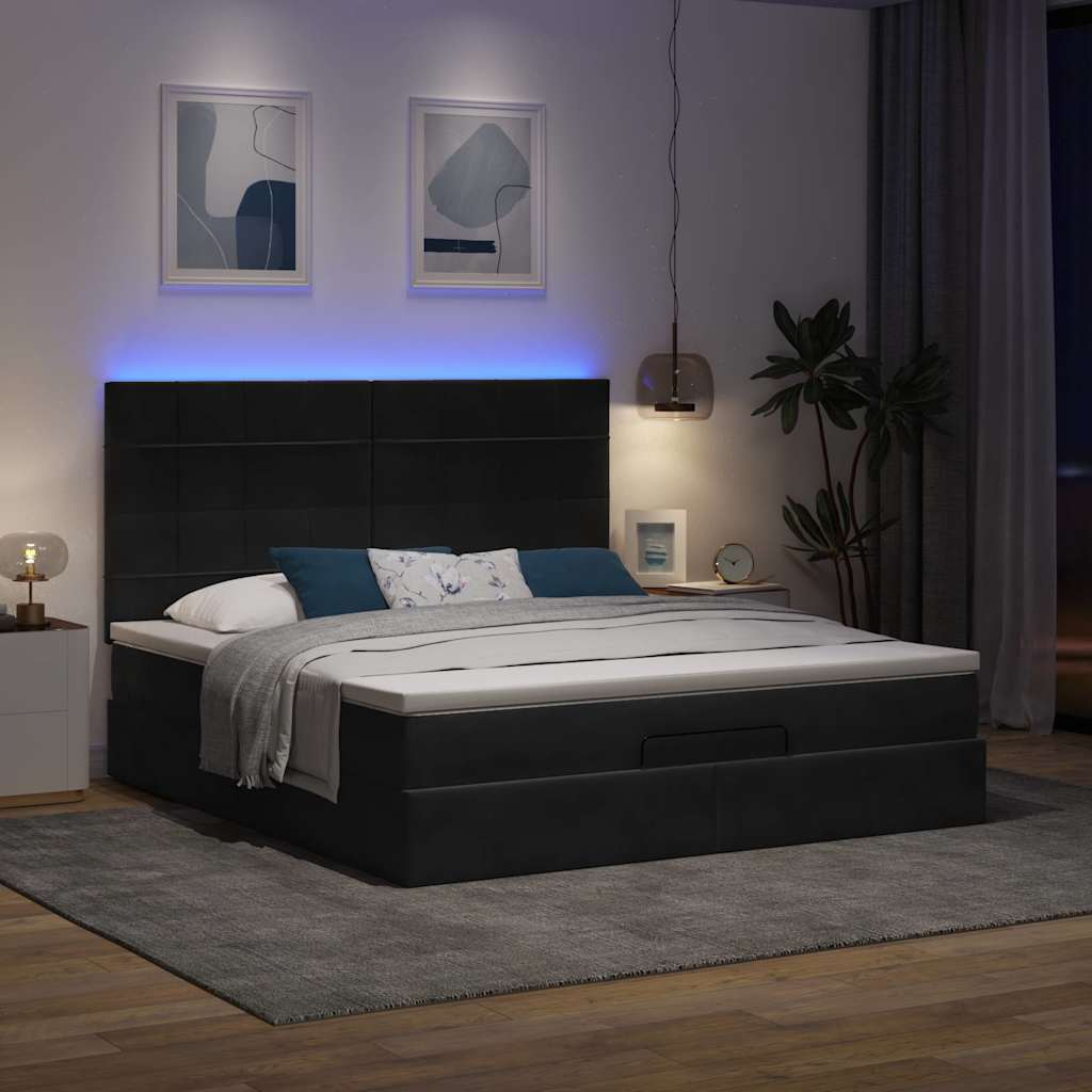 osmannisk sengeramme med madrasser 160x200 cm fløjl sort