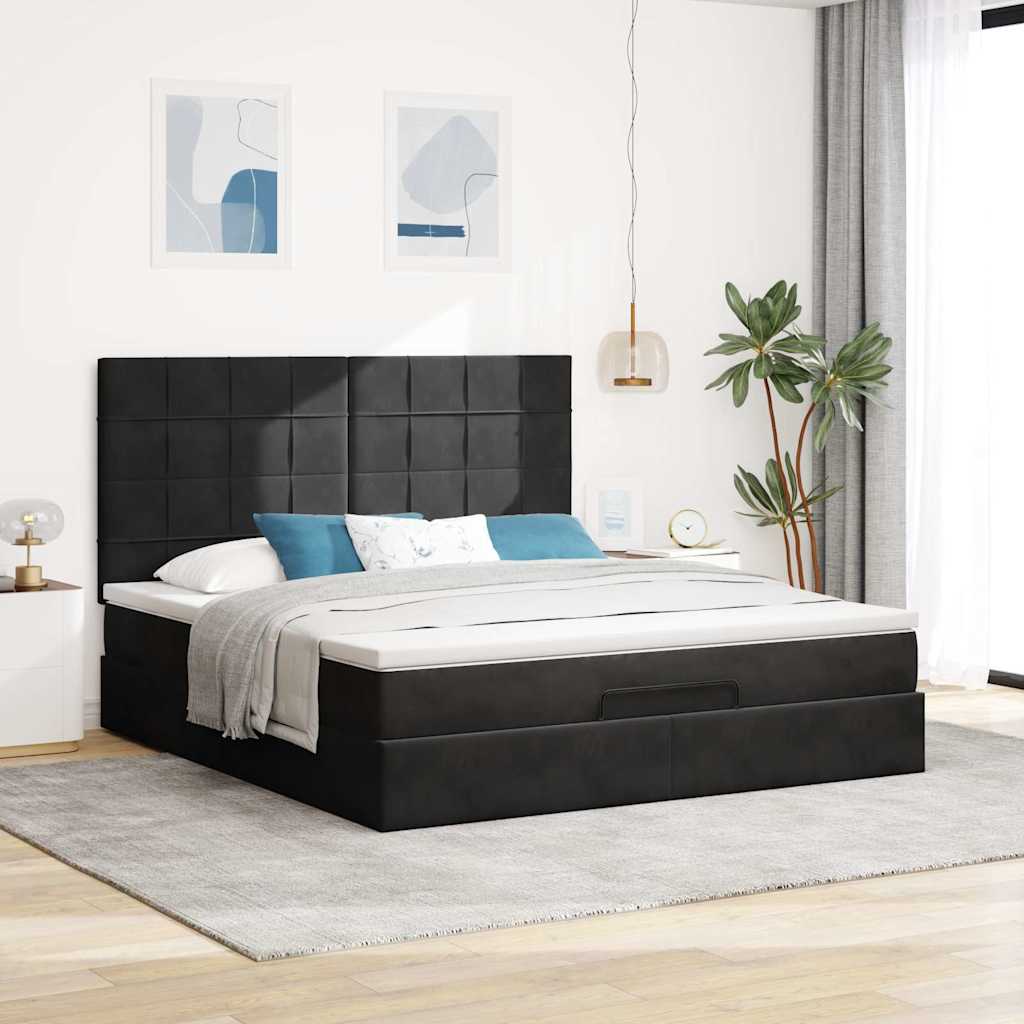osmannisk sengeramme med madrasser 160x200 cm fløjl sort
