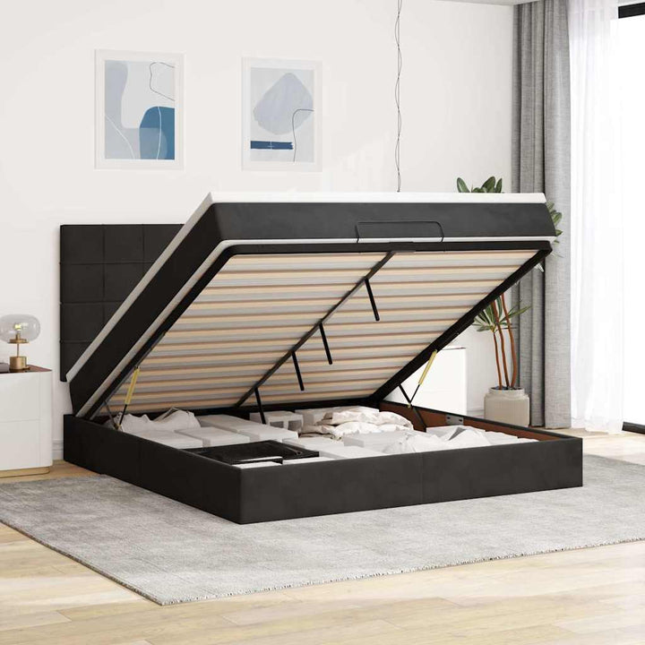 osmannisk sengeramme med madrasser 160x200 cm fløjl sort