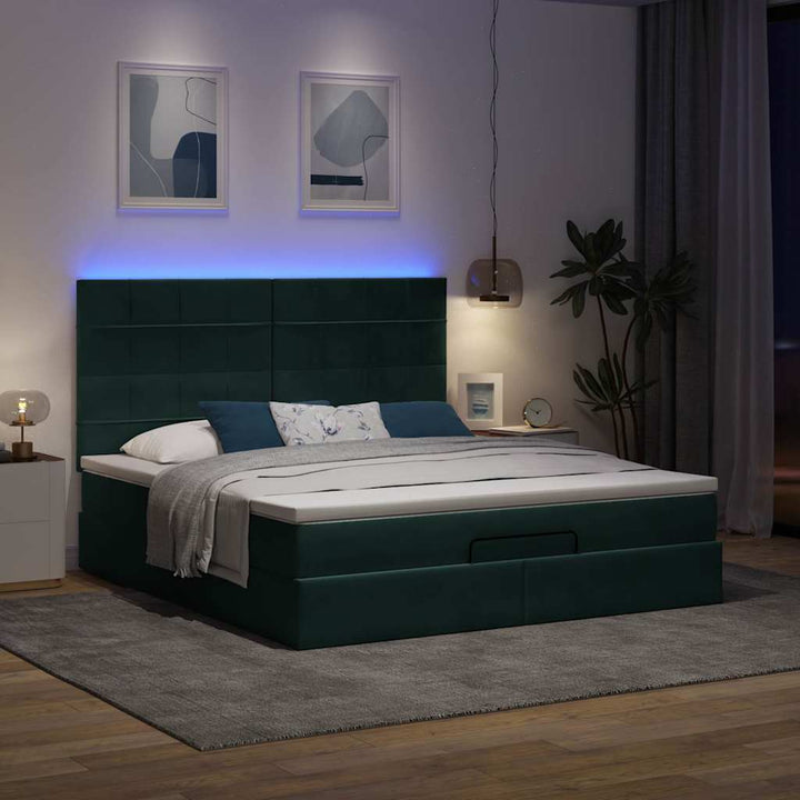 osmannisk sengeramme med madrasser 160x200 cm fløjl mørkegrøn