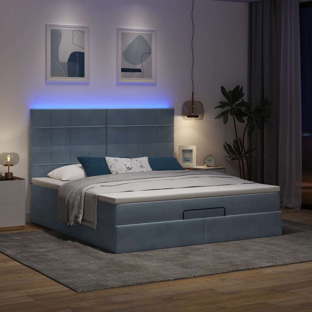 osmannisk sengeramme med madrasser 180x200 cm fløjl mørkegrå