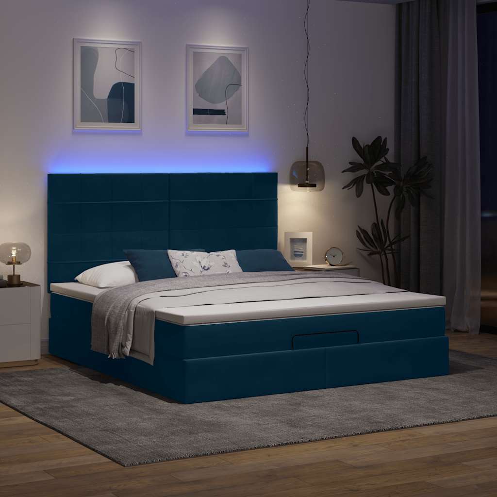 osmannisk sengeramme med madrasser 180x200 cm fløjl mørkeblå