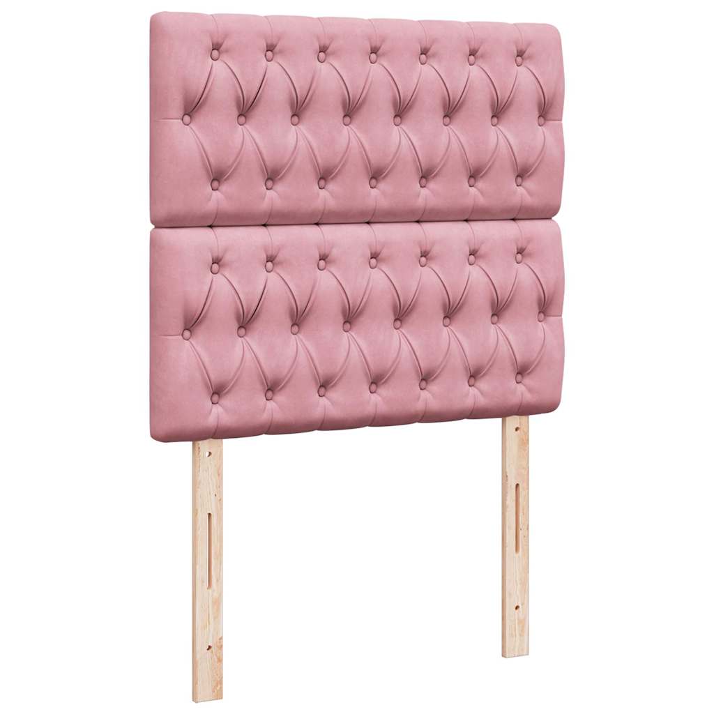 osmannisk sengeramme med madrasser 90x190 cm fløjl lyserød