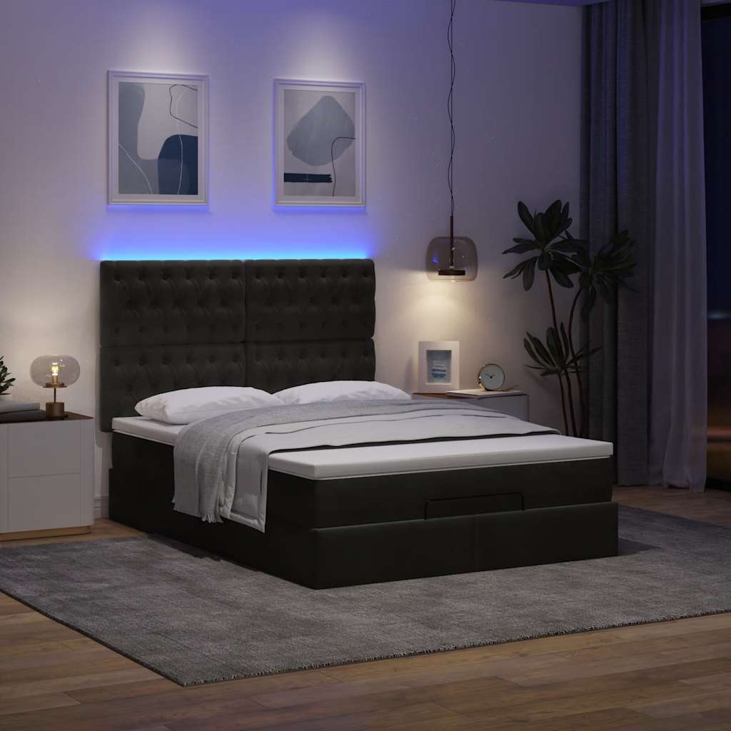 osmannisk sengeramme med madrasser 140x190 cm fløjl sort