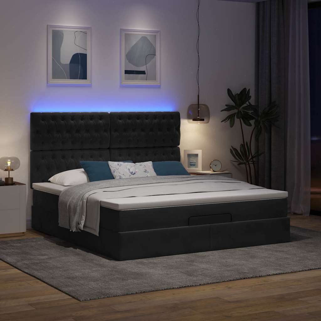 osmannisk sengeramme med madrasser 160x200 cm fløjl sort