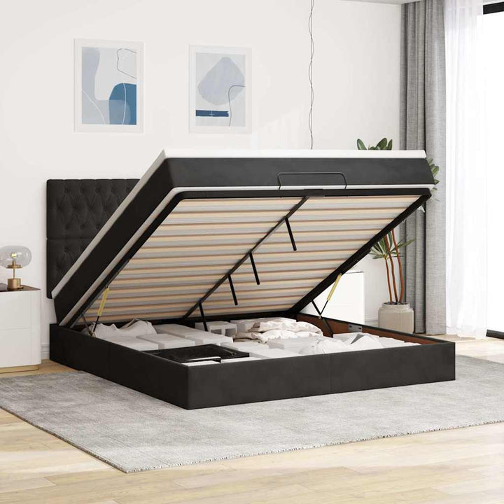 osmannisk sengeramme med madrasser 160x200 cm fløjl sort