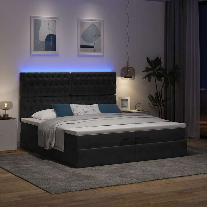 osmannisk sengeramme med madrasser 200x200 cm fløjl sort